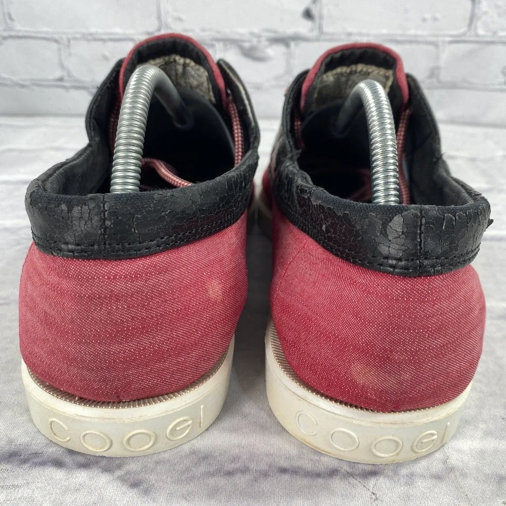 COOGI Australia Men's Boat Shoes Size 10.5 Red‎ Black CM1312 Canvas Faux Leather